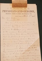 LOT 1886 antique GREEN CAMP OH letterhead J T MARTIN MD PHYSICIAN SURGEO... - £53.03 GBP
