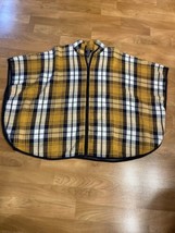 Jones New York Plaid Sweater Poncho Womens Large/X-Large Yellow Black Wool Blend - £15.29 GBP