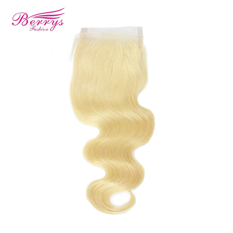 [Berrys Fashion] 613 Brazilian Lace Closure Body Wave Human Hair Bundles Blonde - £142.50 GBP