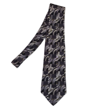 HENRY GRETHEL ITALIAN SILK TIE - Geometric Black X-Long - $18.59
