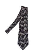 HENRY GRETHEL ITALIAN SILK TIE - Geometric Black X-Long - $25.50 CAD