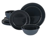 Martha Stewart Portillo 12 Piece Reactive Stoneware Dinnerware Set - Blue - $94.21+