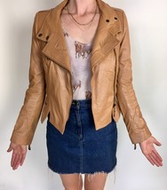 Beige Faux Leather Motorcycle Jacket - Vero Moda Classic, Size 165/84A - $32.95