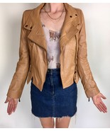 Beige Faux Leather Motorcycle Jacket - Vero Moda Classic, Size 165/84A - £26.75 GBP