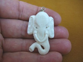 j-ele-20 lucky white Elephant head trunk aceh bovine bone carving PENDANT carved - £26.18 GBP