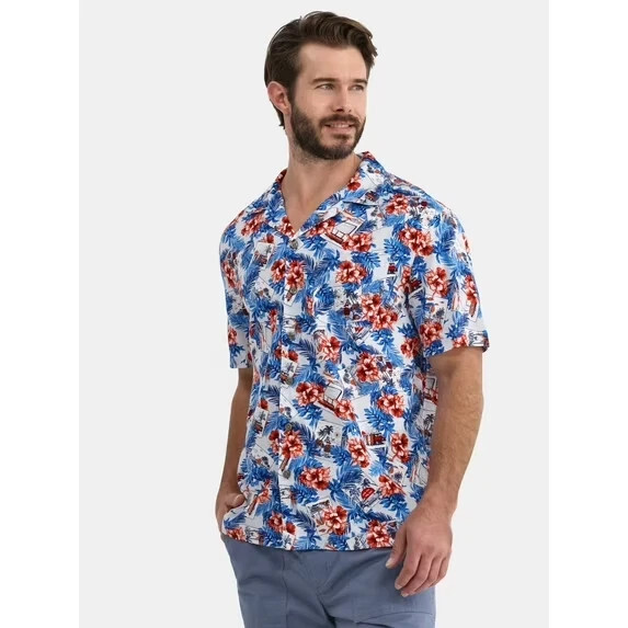 George Men's Relaxed Button Front Camp Shirt LARGE (42-44) Americana Pos... - $19.99 George Men's Relaxed Button Front Camp Shirt LARGE (42-44) Americana Pos... - $19.99