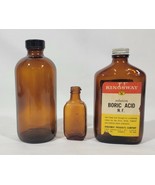 3 Vintage Amber Bottles Jars Apothecary - €18,68 EUR