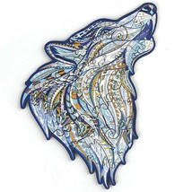 Wooden Jigsaw Puzzles Howling Wolf, Unique Animal Shaped (M-33x21cm, 202 Pcs) - £26.29 GBP