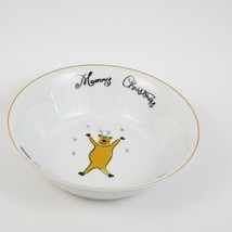 Merry Brite Christmas 7 in Cereal Soup Salad Side Bowl Dancing Reindeer Gold Rim - £6.04 GBP