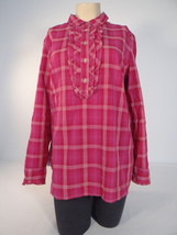 Tommy Hilfiger Fuschia Red Plaid Long Sleeve Blouse Womens NWT  - £58.63 GBP