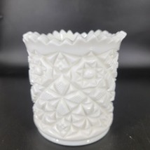 Authentic Fostoria Milk Glass Vase Winburn Deep Quilted Star Pattern 5.5... - $28.51