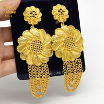 ANIID Dubai 24K Gold Plated Big Earring Fashion Tassels Stud Earrings For Women  - £15.72 GBP