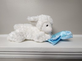 Baby Gund White Lena Lamb with blue blanket  says Night Prayer - £11.83 GBP