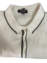Express Men’s Ribbed Knit Polo Sweater Xl Ivory/ Black Trim - £18.62 GBP
