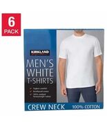 Kirkland Signature Men's Midweight Crew Tee, 6-pack 100% Cotton White Bl... - $29.99