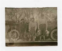 3 Hunters and Their Catch Hunting Photo Old Car &amp; Guns  - £14.01 GBP