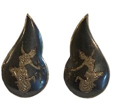 Vintage Alex &amp; Co. Thai (Siam) Pierced Earrings Black /Sterling Silver - $37.99