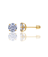 ADIRFINE 10K Solid Gold Round CZ Stud Earrings, Screwback Sleeper Cz Studs - $69.11+