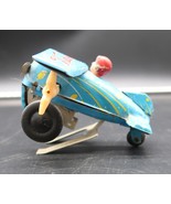 Vintage Blue Wind Up Tin Toy Training Plane Airplane MS-011 Winds &amp; Moves - €21,60 EUR
