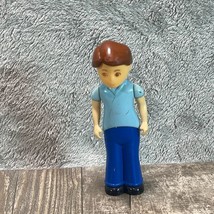 Vintage Little Tikes Dollhouse Dad Father Doll Figure Blue Shirt Brown Hair - £7.56 GBP