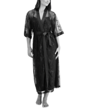 INC International Concepts Womens Long Black Sheer Lace Wrap Robe MEDIUM - £31.17 GBP