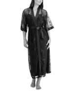 INC International Concepts Womens Long Black Sheer Lace Wrap Robe MEDIUM - £30.67 GBP