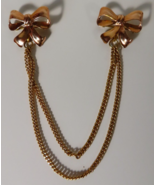 Van Dell 12K Gold Filled VTG Bow Brooch Pair with Chain - £15.59 GBP