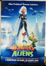 Monsters Vs Aliens Movie Poster 27x40 Kids Girls Room Decor Animated Space - £12.64 GBP