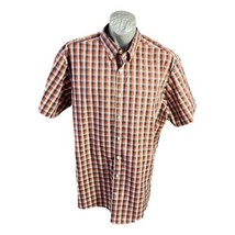 Eddie Bauer Plaid Shirt Men Tall XL SS Burnt Orange Gray Cotton Big Man - $29.60