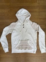* Hollister white pink knit shoulder pullover hooded sweater shirt small... - $14.84