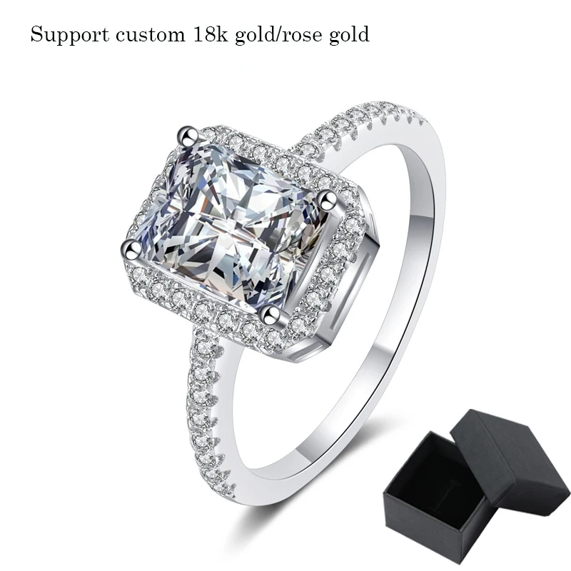 Certified 2CT Radiant Cut Moissanite Engagement Ring  Colorless VVS Diamond Prop - £70.43 GBP