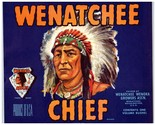 Vtg Wenatchee Chief Fruit Crate Label Wenoka Apples Blue - £4.30 GBP