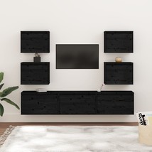 TV Cabinets 7 pcs Black Solid Wood Pine - £176.04 GBP