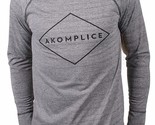 Akomplice Mens Grey Sport Logo Raglan Long Sleeve Crew Neck Shirt NWT - $30.09
