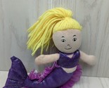 Wishpets purple plush Mermaid Selena doll blonde yarn hair 2010 - £7.03 GBP