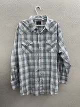 Plains Western Wear Mens ShirtSize 3X Big Man Pearl Snap Long Sleeve Blue Plaid - $12.16