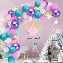 110Pcs Balloons Arch &amp; Mermaid Balloons Garland Kit (Gold Confetti White Light P - £22.37 GBP