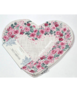 Valentines Shabby Chic Pink Roses Heart Shaped Placemats Set of 4 - $39.59