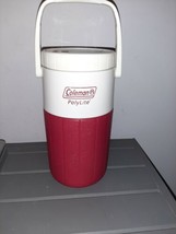 Vintage Coleman Polylite 1/2 Gallon Water Cooler Jug 5590 Red White 1987... - $9.89