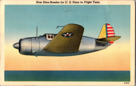 Vtg Postcard Airplane New Dive-Bomber for U.S. Navy in Flight Tests, PM 1944 - £5.78 GBP