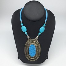 Turkmen Necklace Antique Afghan Tribal Turquoise Inlay Beaded ATS Necklace VS98 - £17.20 GBP
