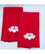 Valentine&#39;s Day Red Kitchen Dish Towels 2pk Pink White Hearts  20&quot; x 28&quot;... - $185.83 MXN