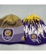 Lot of 2 Orlando City Hat Youth Purple Yellow Adidas MLS Beanie Cap New - $237.61 MXN