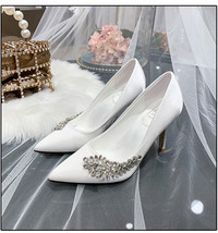 New Bridal Wedding Shoes Pumps Women&#39;s Crystal Shoes Champagne Bridesmaid Weddin - £58.04 GBP