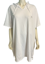 Liz Claiborne New York White V Neck Short Sleeve Hooded Swimsuit Cover U... - £17.17 GBP