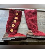 Muk luks Button Up Knit Boots Faux Fur Trim Winter Warm Comfy Size 6 - $1,140.45 MXN