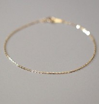 14ct Solid Gold Glimmer Chain Bracelet - Classic Fine, 14K Au585, customise - £102.88 GBP