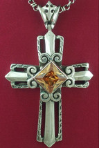 Maxi Sterling Silver Cross with Stone Pendant for Men and Women. Heavy Rocker  - £192.65 GBP