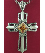 Maxi Sterling Silver Cross with Stone Pendant for Men and Women. Heavy Rocker  - £195.23 GBP