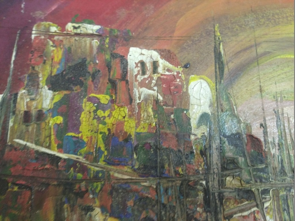 Vtg Zoltan Perlmutter Surrealistic Impasto Oil Painting Rising Sun, 37.5 x 58 cm Item image 6